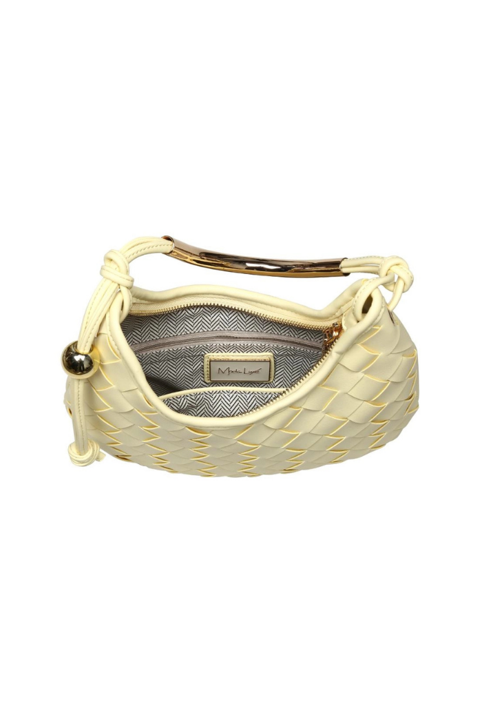 Lucia Woven Vegan Leather Crescent Hobo Bag – Butter Yellow