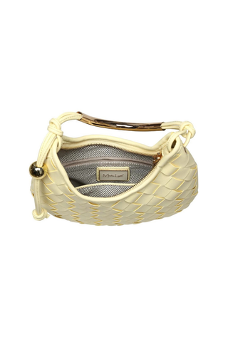 Lucia Woven Vegan Leather Crescent Hobo Bag – Butter Yellow