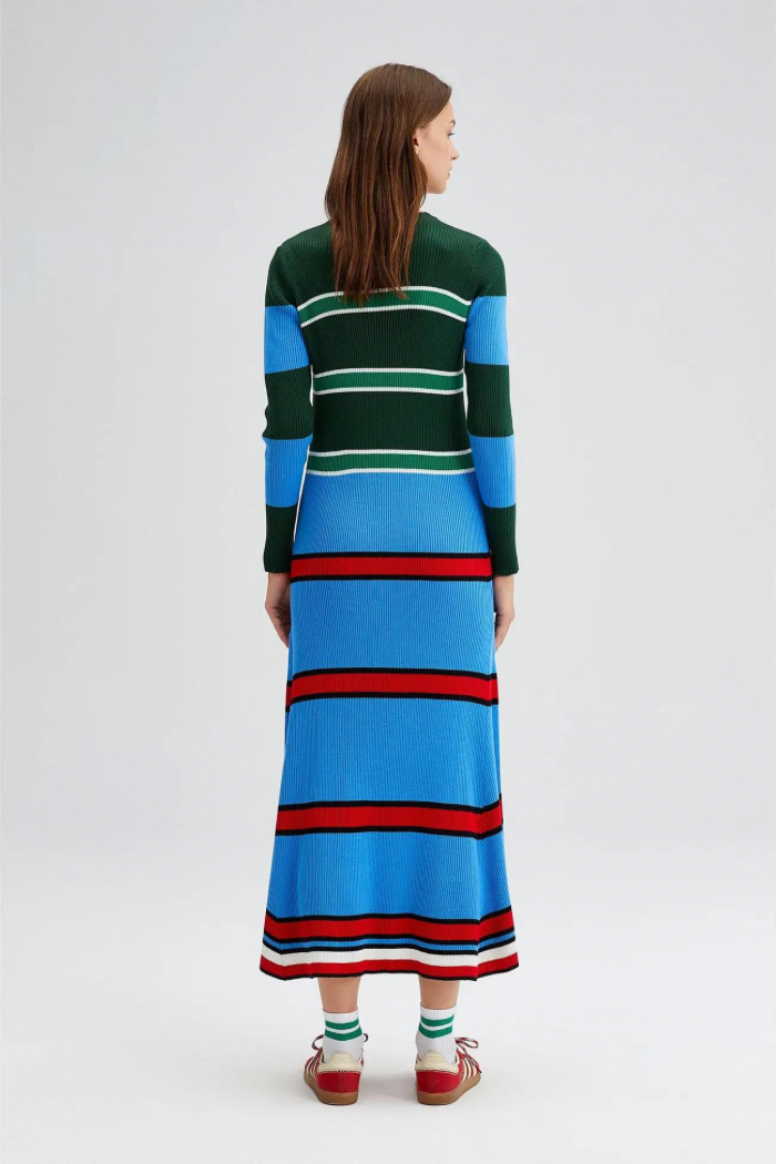 Multicolored Striped Knit Dress