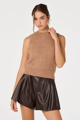 ASTR Pernille Cable Knit Sweater Vest ACT19040 Camel