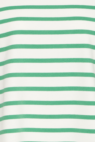 BYRamsi Striped Long Sleeve Pullover Leprechaun Stripe Close-up of fabric with green and white horizontal stripes