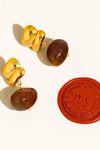 Flânerie Annina 18K Gold Non-Tarnish Agate Drop Earrings