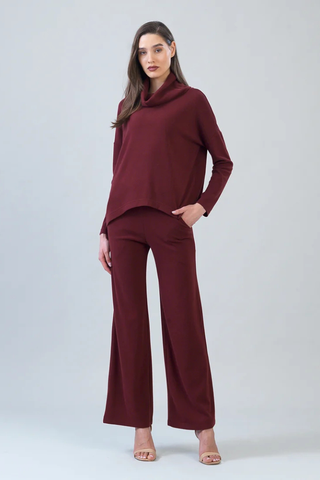 Lounge Knit - Wide Leg Pocket Pant - Burgundy Clara Sunwoo PT21W1