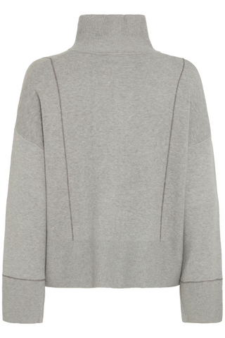 ICHI IHBallia Zip Front Sweater 20124239 Grey