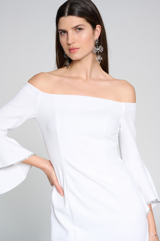 Scuba Crepe Off-the-Shoulder Sheath Dress