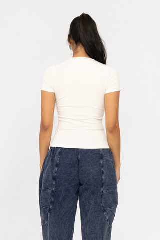 Mono B KT5197 Essential Short-Sleeved Micro-Ribbed Athleisure Top