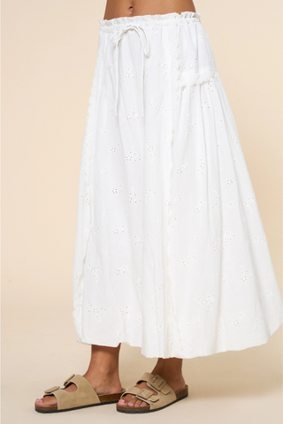 lalavon ILK6598 Ivory Eyelet Maxi Skirt 