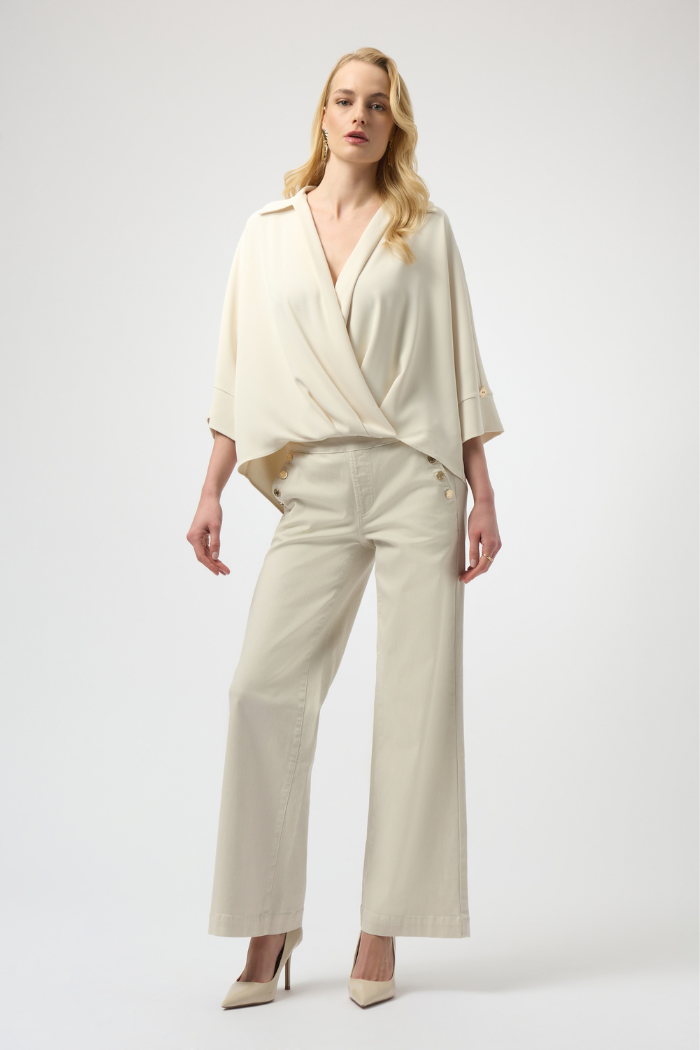Ribkoff Woven Twill Boxy Wrap Top 254031