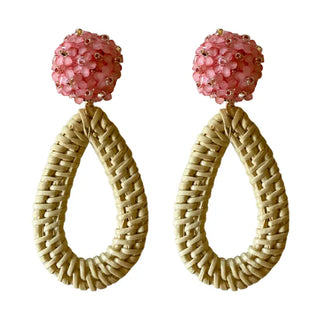 Ava Floral Rattan Teardrop Earrings