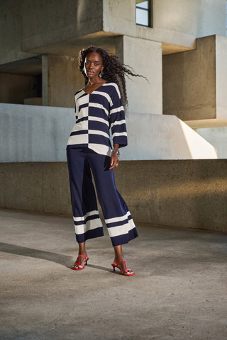 Ribkoff 251945 Placement Stripe Sweater Knit Culotte