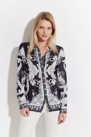 Printed Button Front Long Sleeve Shirt