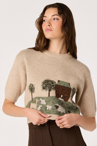 Colette Intarsia Short Sleeve Sweater ASTR ACT17283JC