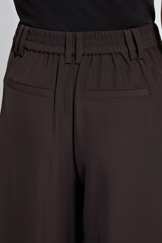 Darcy Pleated Wide Leg Trouser - Double Espresso