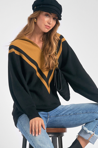 Chevron Quarter Zip Sweater