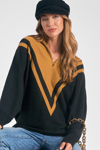 Chevron Quarter Zip Sweater