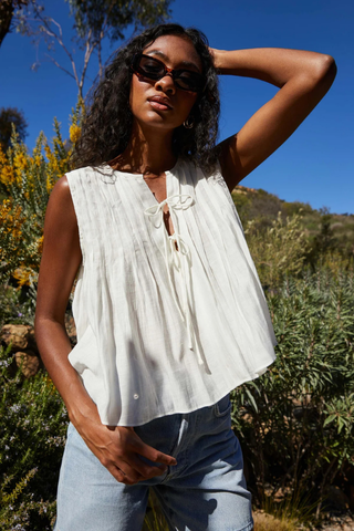 ASTR Lavanna Pleated Tie-Front Top