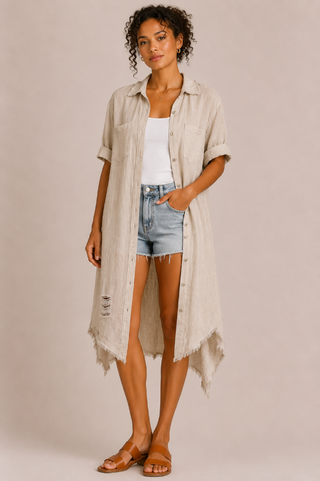 Amorosa Tattered Cardigan - Beige