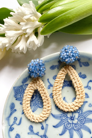 Ava Floral Rattan Teardrop Earrings