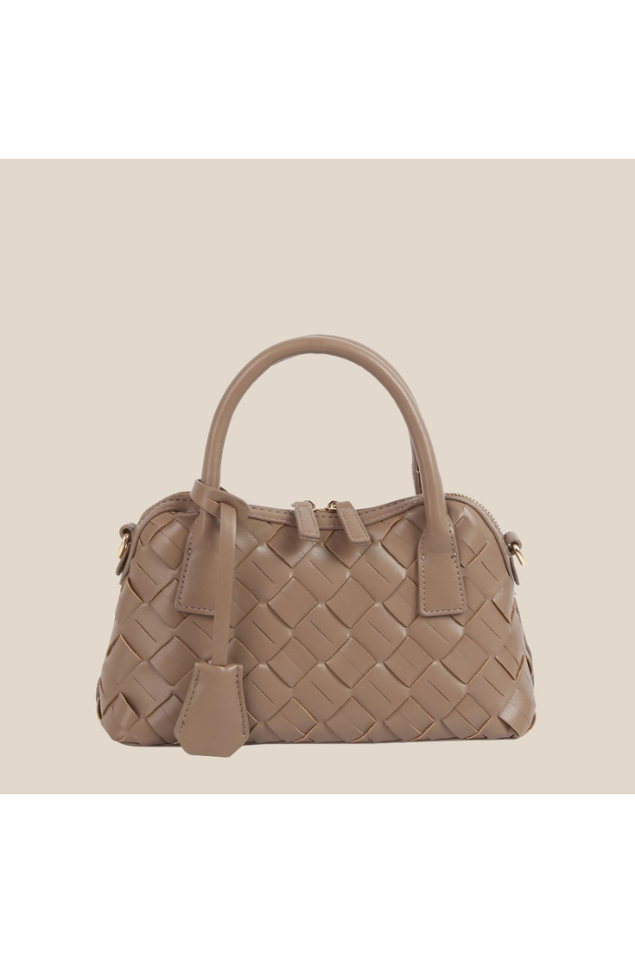 Avery Woven Vegan Leather Satchel | Designer-Inspired 2-Way Crossbody Handbag