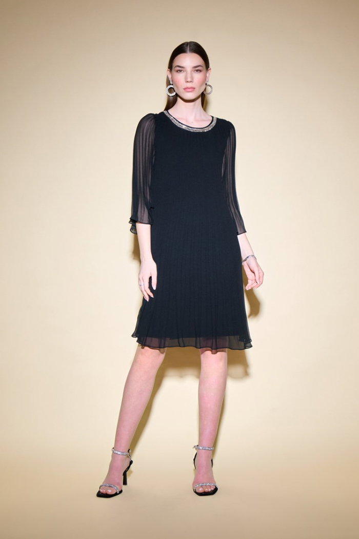 pleated trapeze dress LONG PLEATED TRAPEZE DRESS WITH SHOULDER CAPE | CULT MIA