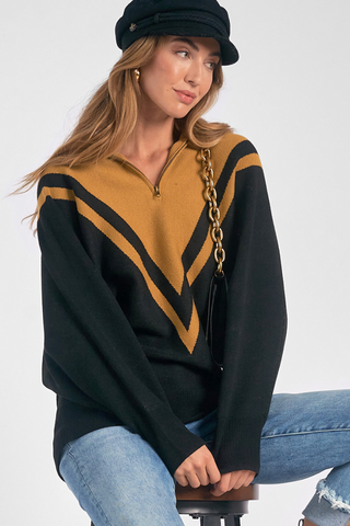 Chevron Quarter Zip Sweater