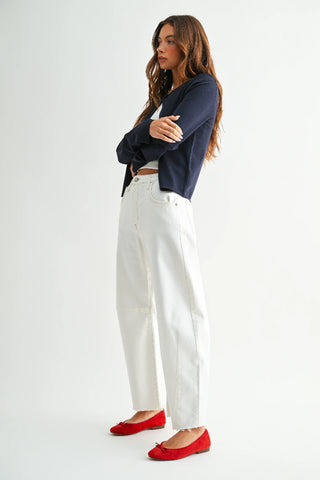 The Seamed Barrel Jean - Off White Just Black Denim BP473J-OFFWHT