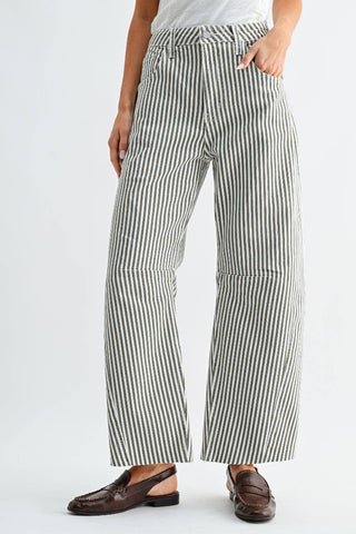 Barrel Jean with Seams - Olive Stripe Just Black BP473J