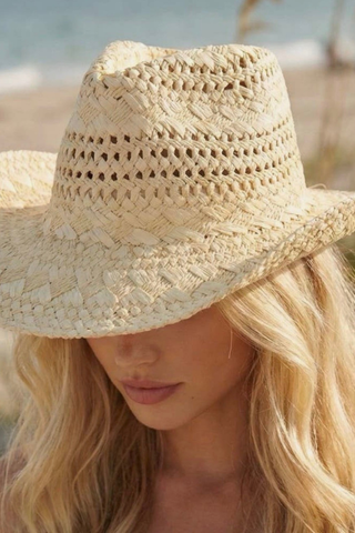 Basket Weave Straw Cowboy Hat Anarchy Street CAP00860-NM Beige