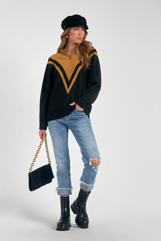 Chevron Quarter Zip Sweater
