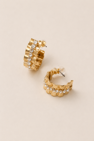 26539-E Crystal Scalloped Hoop Earrings