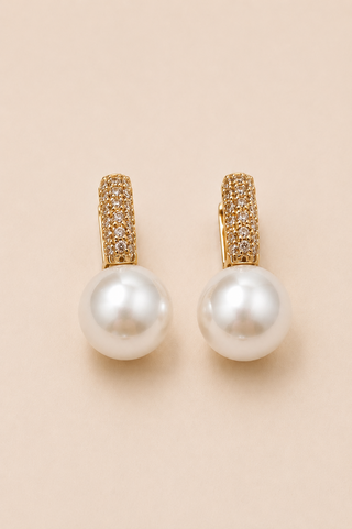 27326-E Pavé Pearl Drop Earrings