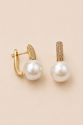 27326-E Pavé Pearl Drop Earrings
