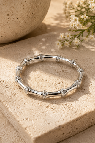 27311-B Pavé Bamboo Stretch Bracelet