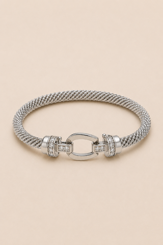 27503-B Crystal Buckle Mesh Bracelet