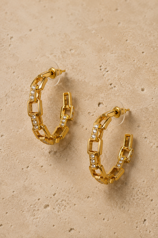 26683-E Crystal Link Hoop Earrings