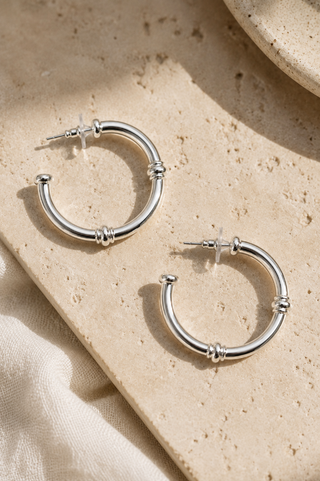 27316-E Tubular Silver Hoop Earrings