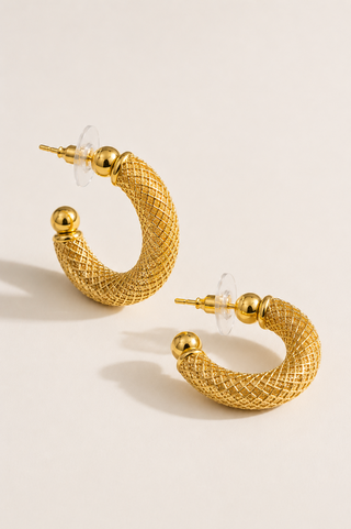 27534-E Gold Mesh Hoop Earrings