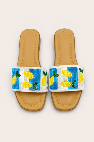 Lemon Motif Beaded Sandals CCOCCI RAE-2-YELLOW
