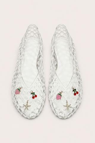Jelly Charm Woven Ballet Flats CCCOCCI SUHANA-01-CLEAR