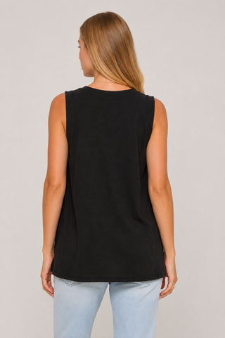 Dear Scarlett V-Neck Cotton Top MHS91 Black