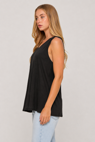 Dear Scarlett V-Neck Cotton Top MHS91 Black