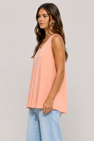 Dear  Scarlett V-Neck Cotton Top - Apricot Ice MHS91