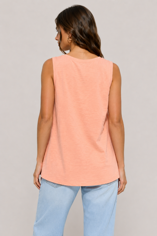 Dear  Scarlett V-Neck Cotton Top - Apricot Ice MHS91