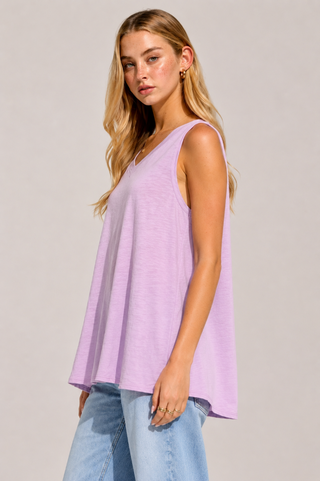 Dear Scarlett V-Neck Cotton Top - Lilac MHS91