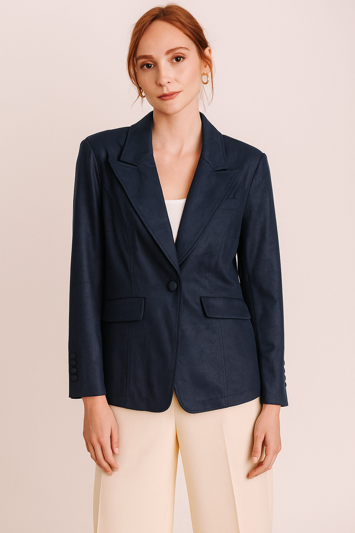 Liquid "Leather" Blazer - Navy