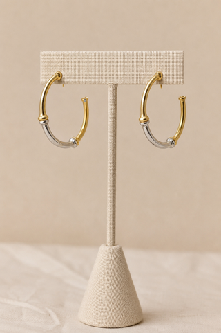 27315-E Two-Tone Sculpted Hoop Earrings 