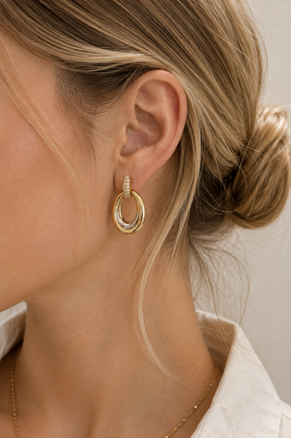 27538-E Pavé Door Knocker Earrings
