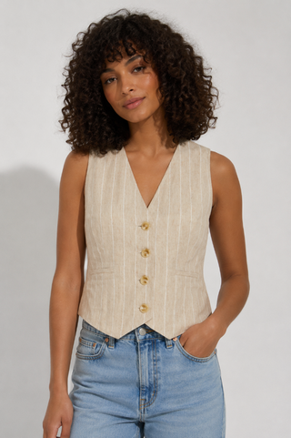 EsQualo Linen Stripe Vest SP2517006