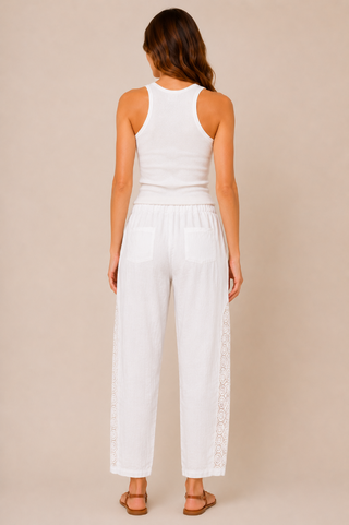 AMOROSA Lace Siding Linen Pants