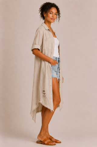 Amorosa Tattered Cardigan - Beige